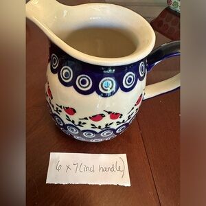 Polish Pottery Authentic Bolesławiec Cardinal Jug